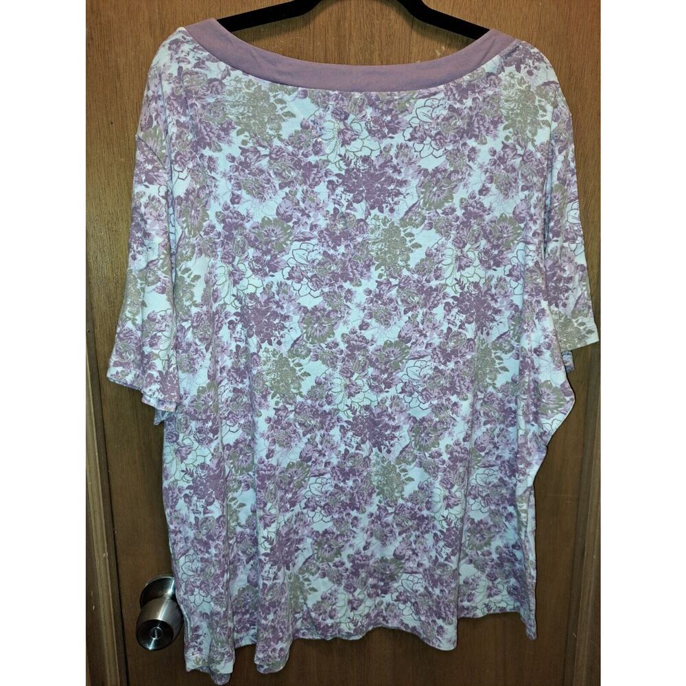 Women's Plus White Stag purple Floral T-Shirt Size 4X - Picture 5 of 6